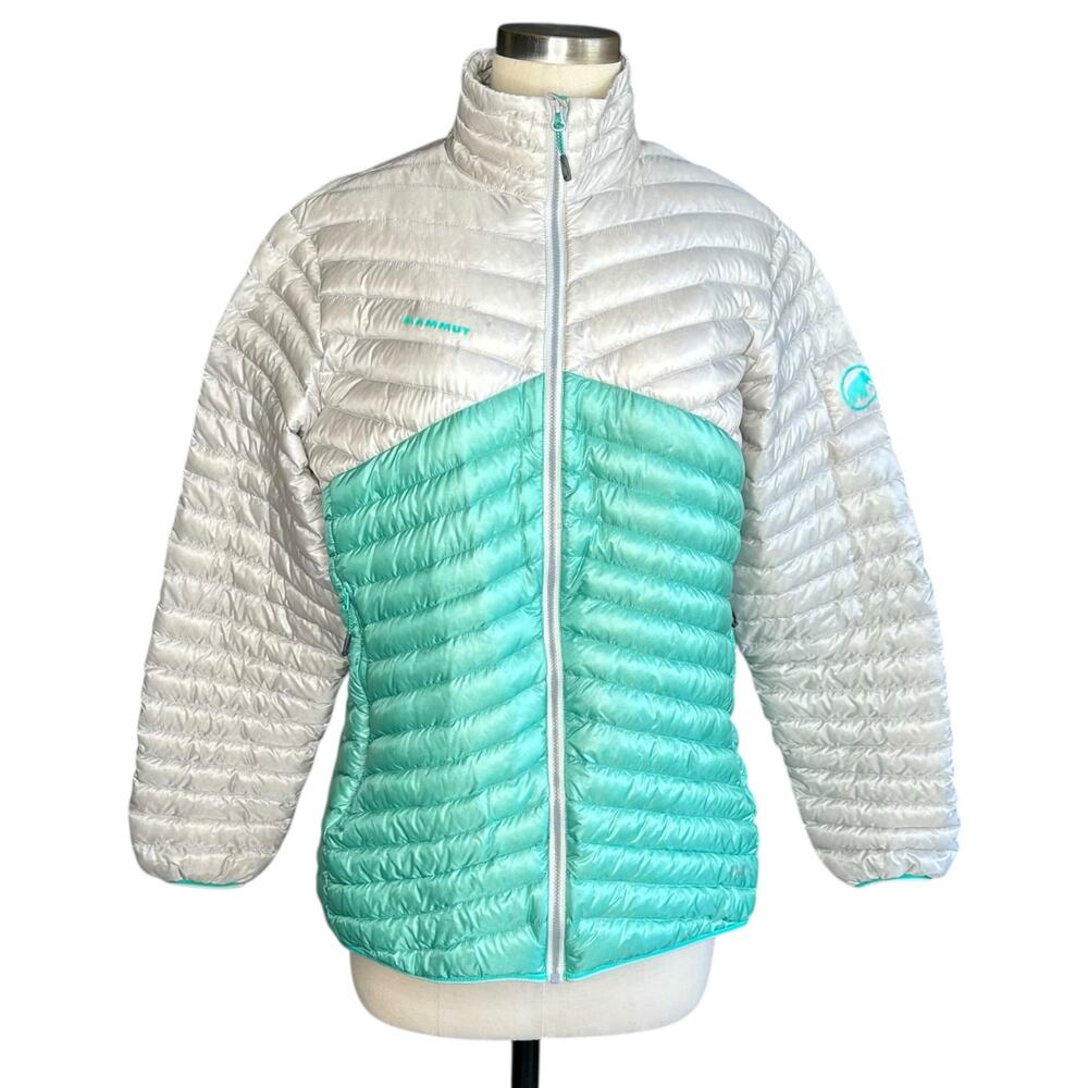 MAMMUT Teal Gray Two Tone Broad Peak Light IN Puffer Jacket Pertex Women's XL
